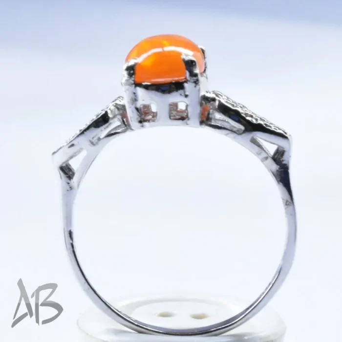 انگشتر نقره زنانه اصل با نگین اپال و پوشش رودیوم، کد 645 - Image 5