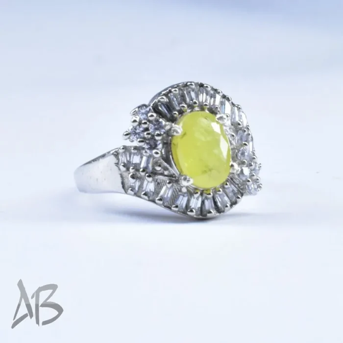 انگشتر نقره زنانه نگین دار سنگ معدنی یاقوت زرد آقابزرگ کد 647 - Image 3