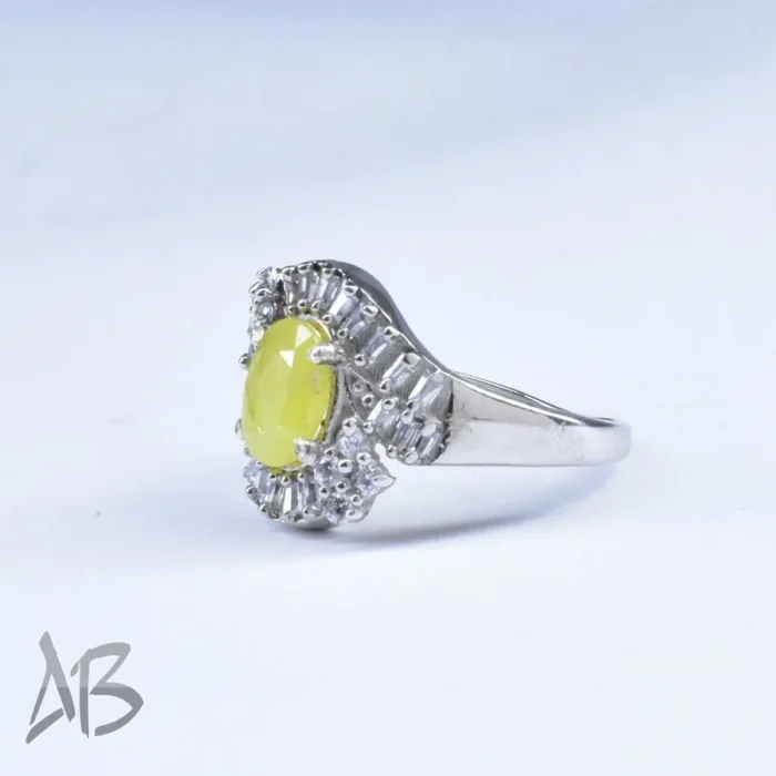 انگشتر نقره زنانه نگین دار سنگ معدنی یاقوت زرد آقابزرگ کد 647 - Image 5