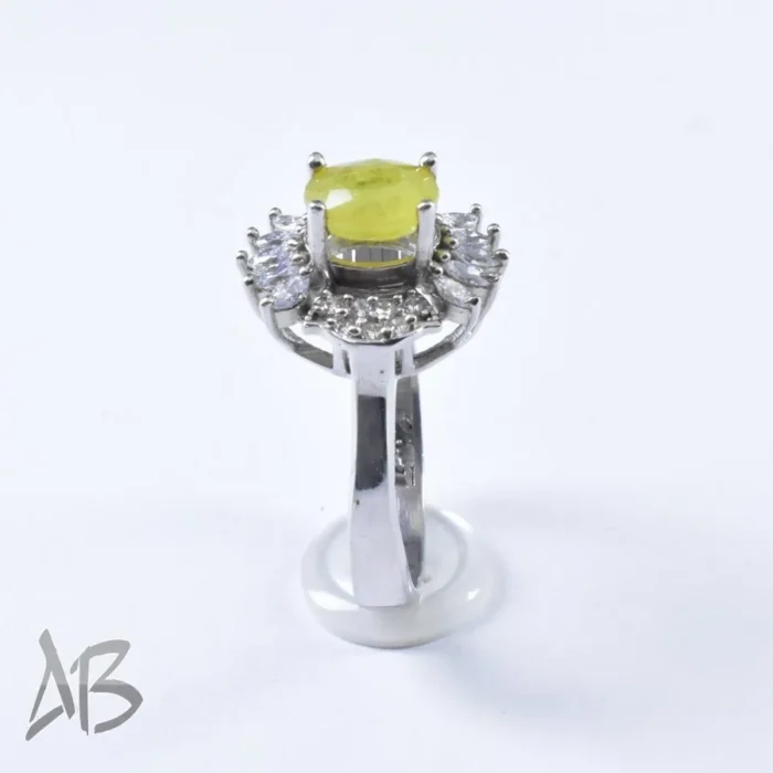 انگشتر نقره زنانه اصل نگین دار سنگ طبیعی یاقوت زرد آقابزرگ کد 648 - Image 4