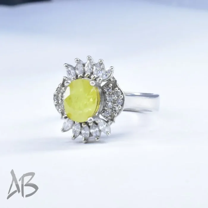 انگشتر نقره زنانه اصل نگین دار سنگ طبیعی یاقوت زرد آقابزرگ کد 648 - Image 5