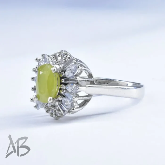 انگشتر نقره زنانه اصل نگین دار یاقوت زرد با پوشش رودیوم آقابزرگ کد 649 - Image 3