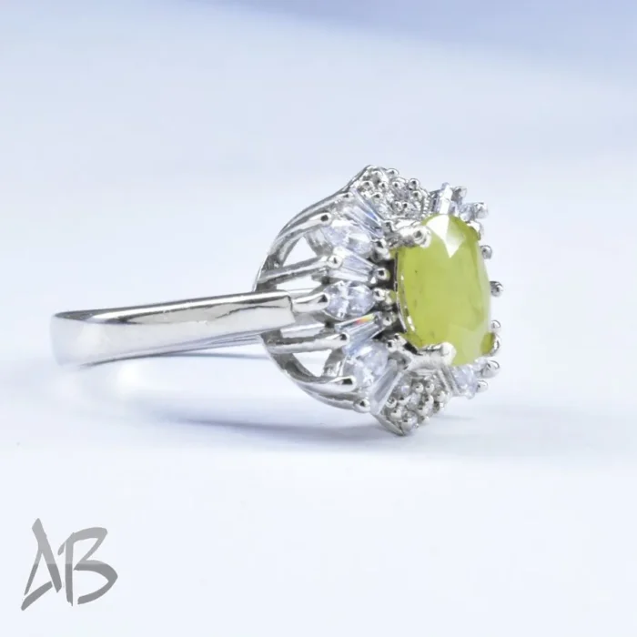 انگشتر نقره زنانه اصل نگین دار یاقوت زرد با پوشش رودیوم آقابزرگ کد 649 - Image 5