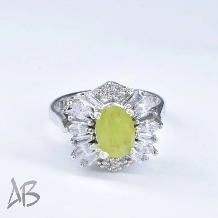 انگشتر نقره زنانه اصل نگین دار یاقوت زرد با پوشش رودیوم آقابزرگ کد 649 - Image 6