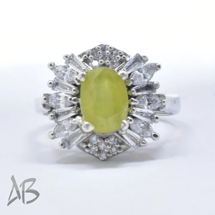 انگشتر نقره زنانه اصل نگین دار یاقوت زرد با پوشش رودیوم آقابزرگ کد 649 - Image 8