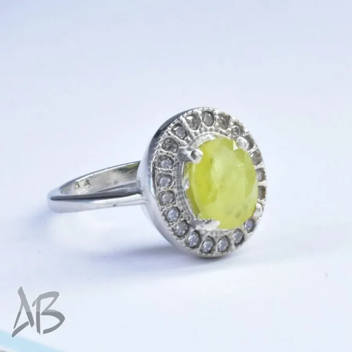 انگشتر نقره زنانه اصل نگین دار سنگ معدنی یاقوت زرد آقابزرگ کد 651 - Image 3