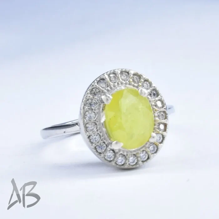 انگشتر نقره زنانه اصل نگین دار سنگ معدنی یاقوت زرد آقابزرگ کد 651 - Image 4