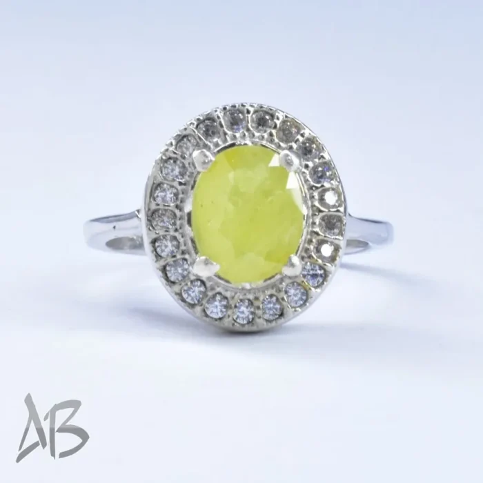 انگشتر نقره زنانه اصل نگین دار سنگ معدنی یاقوت زرد آقابزرگ کد 651 - Image 5