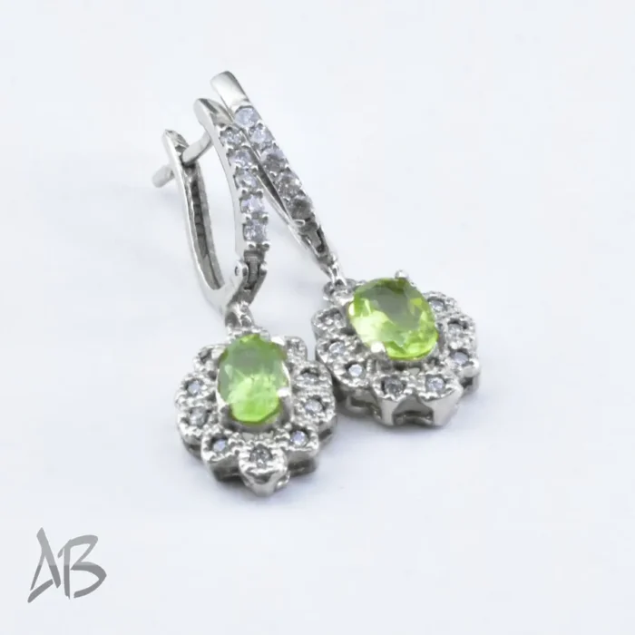 گوشواره نقره نگین زبرجد اصل و طبیعی شیک و زیبا آقابزرگ کد G136 - Image 6