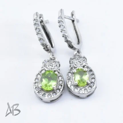 گوشواره نقره زنانه نگین زبرجد آقابزرگ