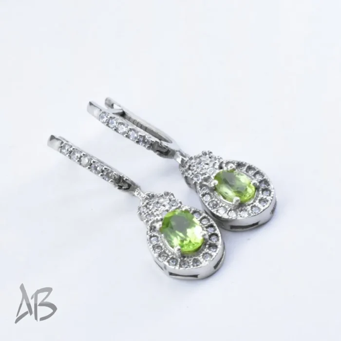 گوشواره نقره نگین زبرجد اصل و طبیعی شیک و زیبا آقابزرگ کد G141 - Image 3