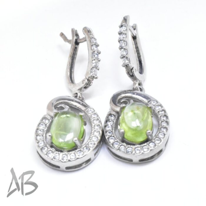 گوشواره نقره اصل نگین دار جدید زبرجد اصل و طبیعی زیبا آقابزرگ کد G142 - Image 3