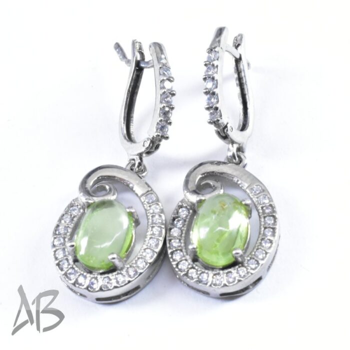 گوشواره نقره اصل نگین دار جدید زبرجد اصل و طبیعی زیبا آقابزرگ کد G142 - Image 4