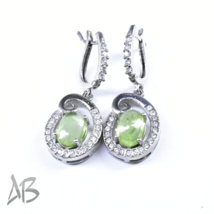 گوشواره نقره نگین زبرجد