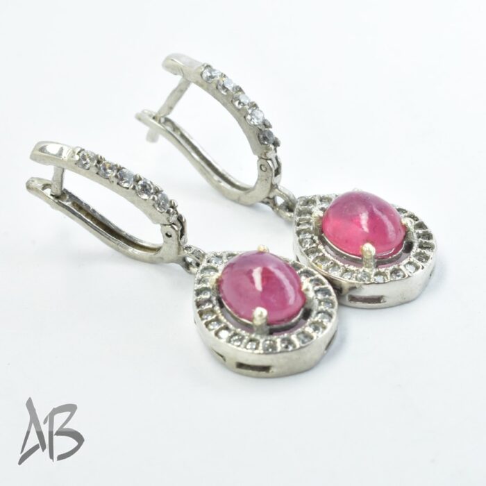 گوشواره نقره اصل زنانه نگین دار یاقوت سرخ آفریقایی اصل آبکاری رودیوم عیار 925 آقابزرگ کد G144 - Image 4