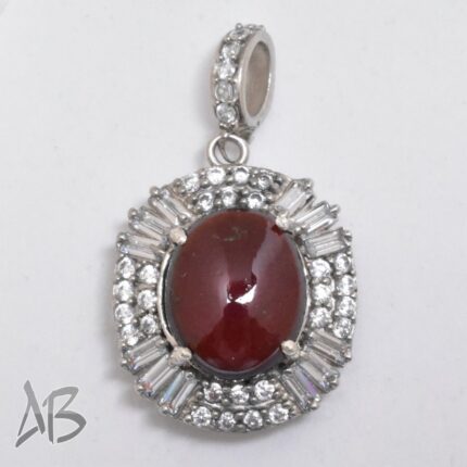 گردنبند مدالی نگین گارنت