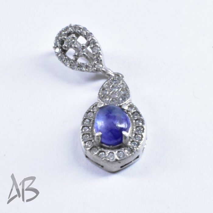 گردنبند یا مدالی نقره اصل نگین دار یاقوت کبود طرح جدید ظریف و زیبا آقابزرگ کد Med76 - Image 3