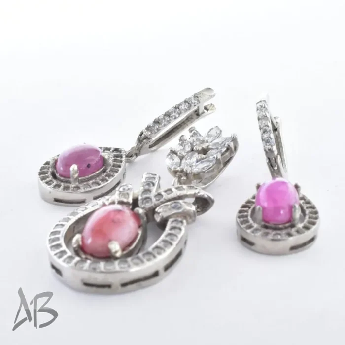 نیم ست نقره با نگین یاقوت صورتی اصل و زیبا آقابزرگ کد Med81 - Image 5