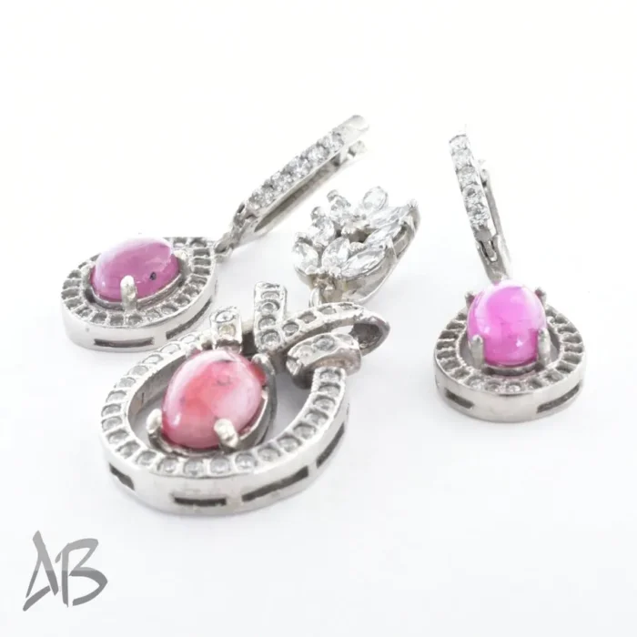 نیم ست نقره با نگین یاقوت صورتی اصل و زیبا آقابزرگ کد Med81 - Image 6