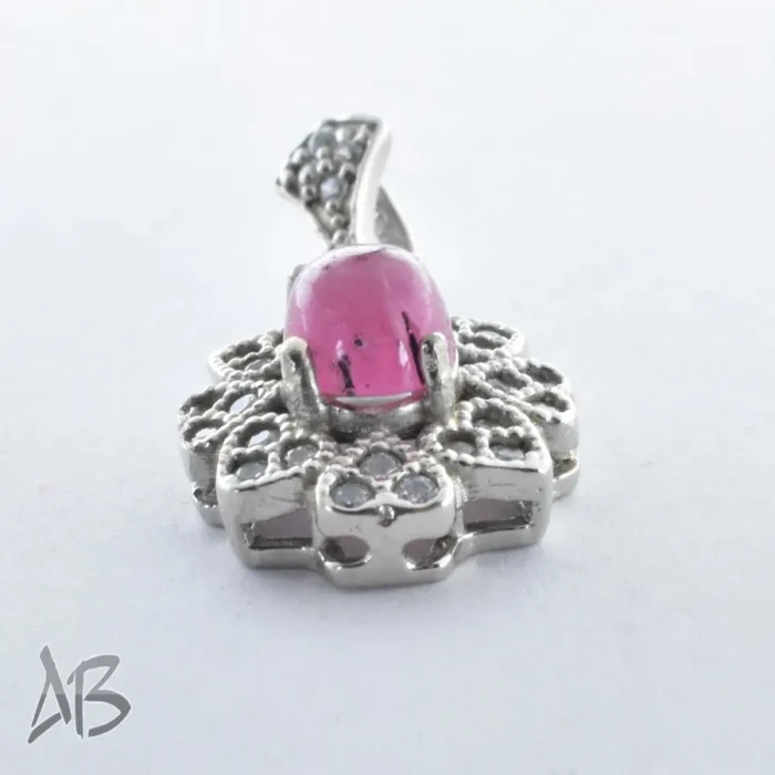 گردنبند نقره (مدالی) اصل بسیار زیبا با نگین یاقوت صورتی شیک آقابزرگ کد Med83 - Image 5