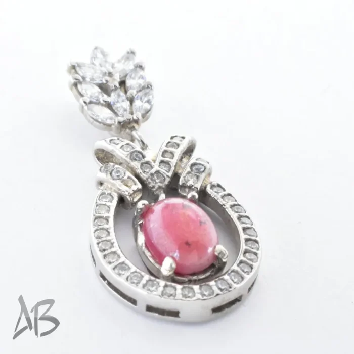 گردنبند نقره (مدالی) اصل نگین یاقوت صورتی جذاب آقابزرگ کد Med84 - Image 4