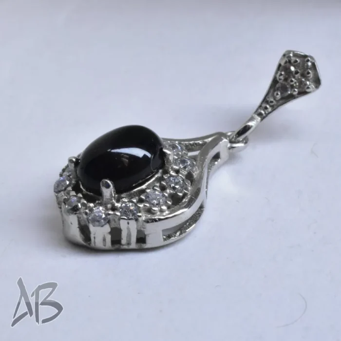 گردنبند یا مدالی نقره اصل زنانه نگین اسموکی کوارتز آبکاری طلا سفید آقابزرگ کد Med86 - Image 4