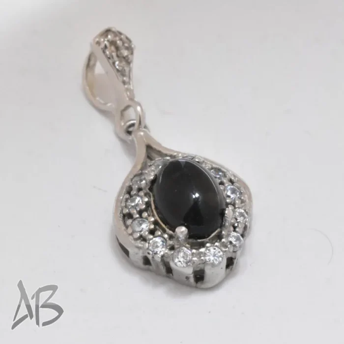 گردنبند یا مدالی نقره اصل زنانه نگین اسموکی کوارتز آبکاری طلا سفید آقابزرگ کد Med86 - Image 5