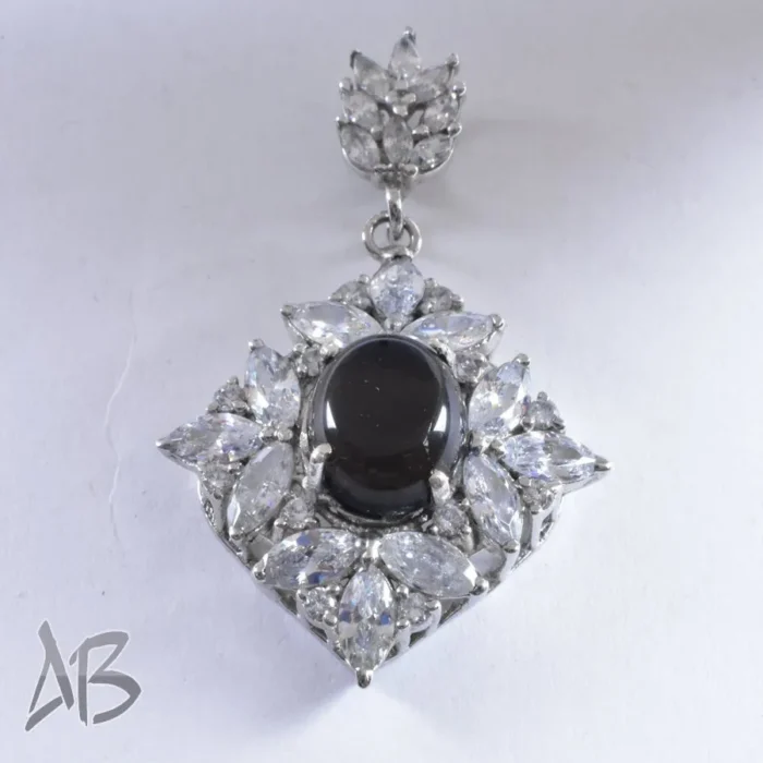 گردنبند نقره اصل (مدالی) نگین اسموکی کوارتز (دودی) درشت و زیبا آقابزرگ کد Med87 - Image 6