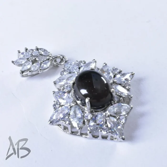 گردنبند نقره اصل (مدالی) نگین اسموکی کوارتز (دودی) درشت و زیبا آقابزرگ کد Med87 - Image 7