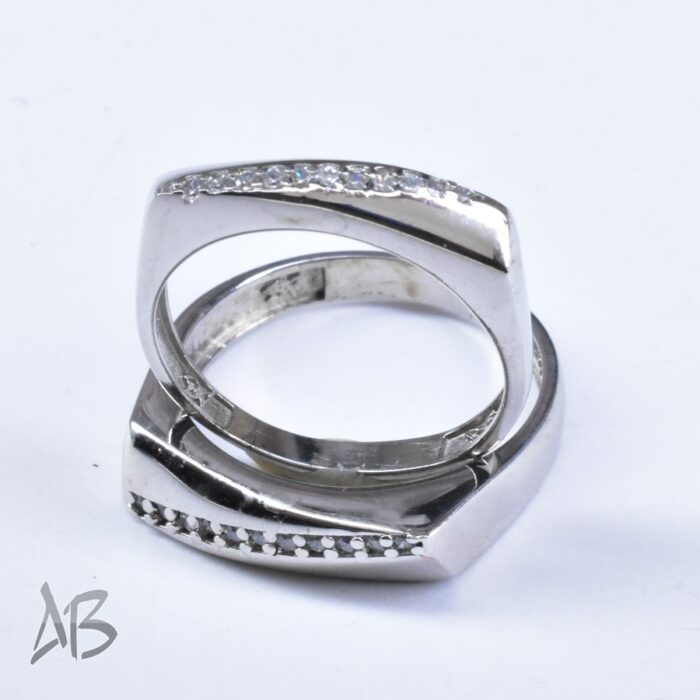 Set1 (3) حلقه ست نقره مناسب ازدواج، نامزدی، با آبکاری رودیوم آقابزرگ کد Set1 - Image 5