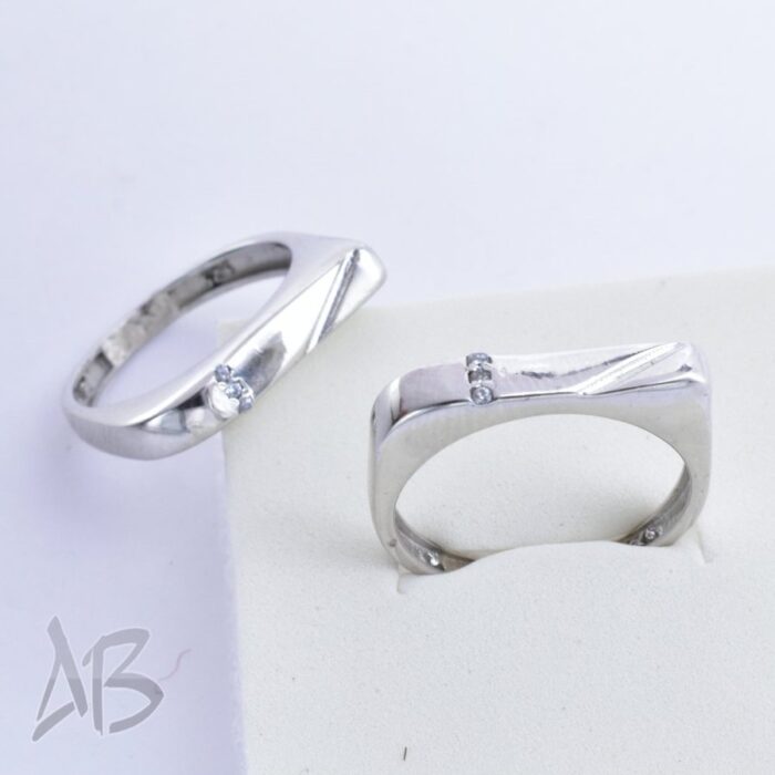 حلقه ست نقره طرح جدید و شیک مناسب ازدواج، نامزدی، با روکش رودیوم آقابزرگ کد Set13 - Image 4