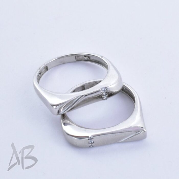 حلقه ست نقره طرح جدید و شیک مناسب ازدواج، نامزدی، با روکش رودیوم آقابزرگ کد Set13 - Image 5