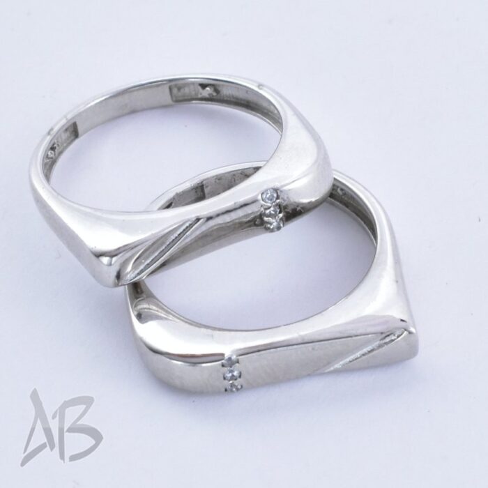 حلقه ست نقره طرح جدید و شیک مناسب ازدواج، نامزدی، با روکش رودیوم آقابزرگ کد Set13 - Image 6