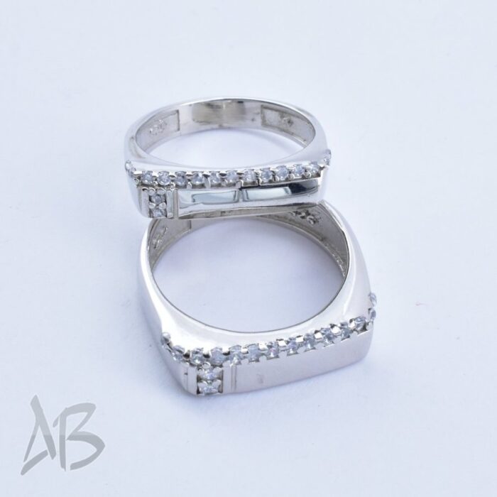 حلقه ست نقره مناسب ازدواج، نامزدی، با آبکاری طلاسفید آقابزرگ کد Set3 - Image 8