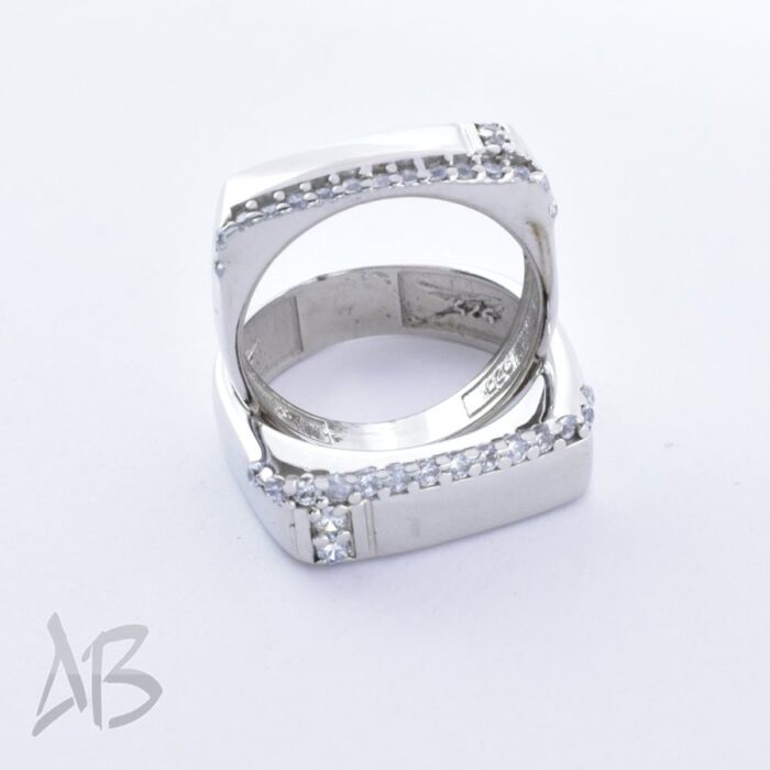 حلقه ست نقره مناسب ازدواج، نامزدی، با آبکاری طلاسفید آقابزرگ کد Set3 - Image 7