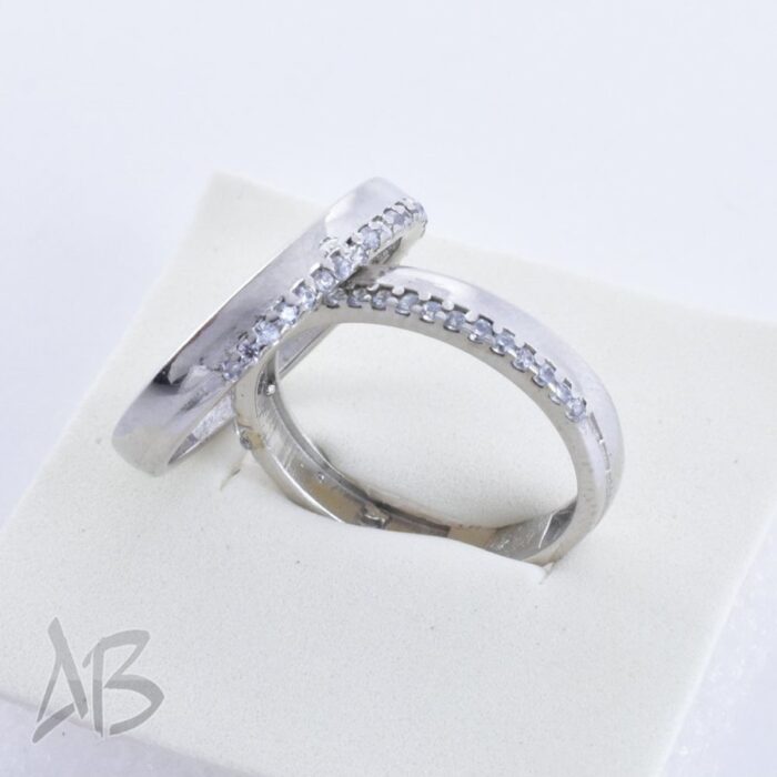 حلقه ست نقره مناسب ازدواج، نامزدی، با آبکاری رودیوم ضد حساسیت آقابزرگ کد Set5 - Image 3