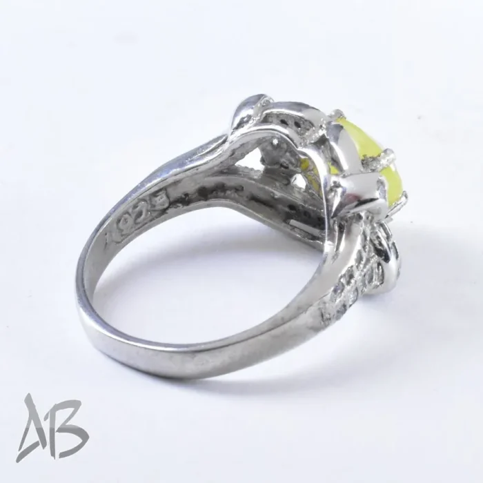 انگشتر نقره زنانه اصل نگین دار یاقوت زرد خوشرنگ آقابزرگ کد 652 - Image 5