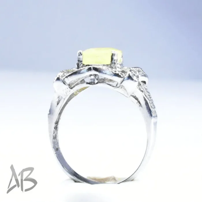 انگشتر نقره زنانه اصل نگین دار یاقوت زرد خوشرنگ آقابزرگ کد 652 - Image 6