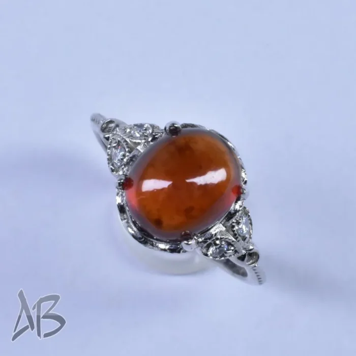 انگشتر نقره زنانه اصل عیار 925 نگین دار گارنت (هسونایت) آقابزرگ کد 656 - Image 3