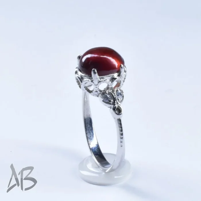 انگشتر نقره زنانه اصل عیار 925 نگین دار گارنت (هسونایت) آقابزرگ کد 656 - Image 4