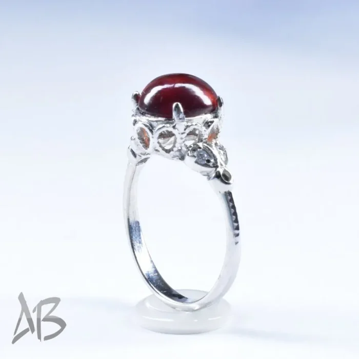 انگشتر نقره زنانه اصل عیار 925 نگین دار گارنت (هسونایت) آقابزرگ کد 656 - Image 5