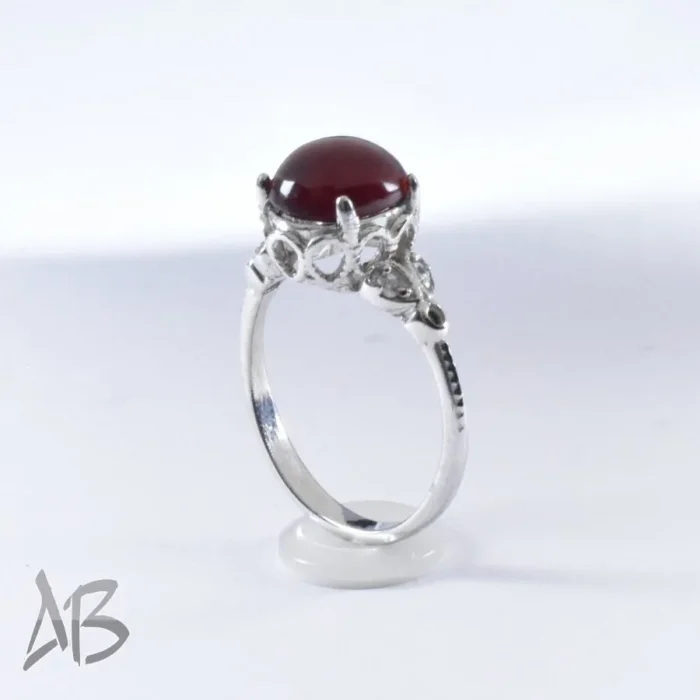 انگشتر نقره زنانه اصل عیار 925 نگین دار گارنت (هسونایت) آقابزرگ کد 656 - Image 6