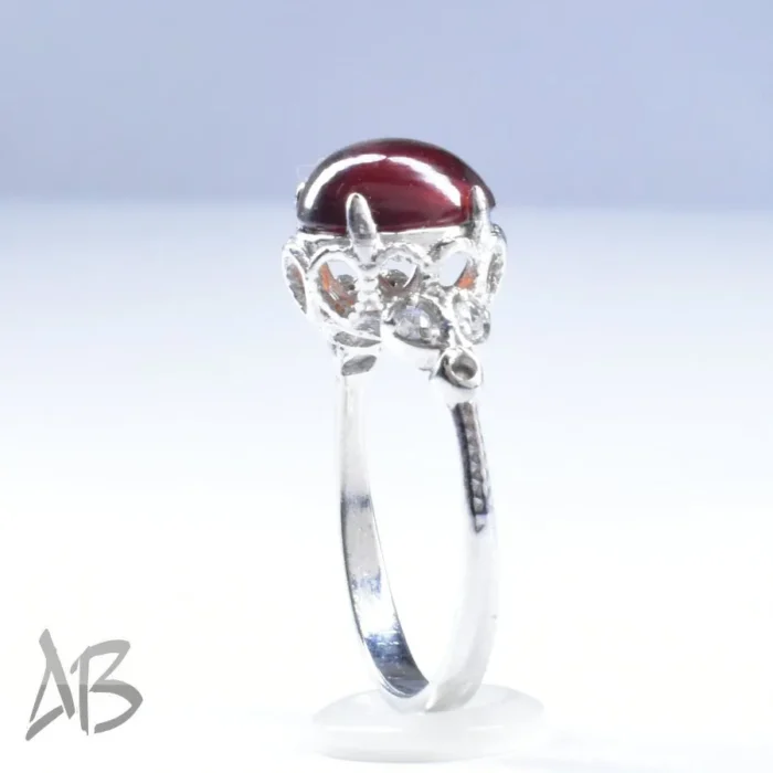 انگشتر نقره زنانه اصل عیار 925 نگین دار گارنت (هسونایت) آقابزرگ کد 656 - Image 7