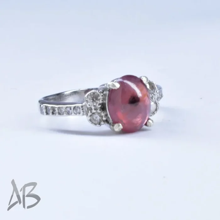 انگشتر نقره زنانه اصل نگین دار یاقوت صورتی بسیار زیبا آقابزرگ کد 657 - Image 3