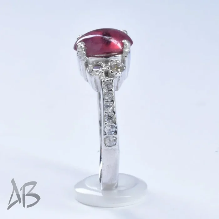انگشتر نقره زنانه اصل نگین دار یاقوت صورتی بسیار زیبا آقابزرگ کد 657 - Image 4