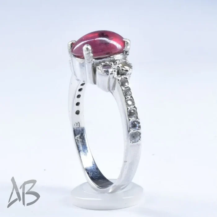 انگشتر نقره زنانه اصل نگین دار یاقوت صورتی بسیار زیبا آقابزرگ کد 657 - Image 6