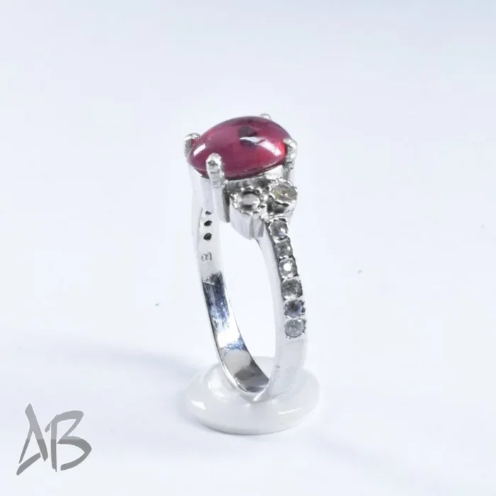 انگشتر نقره زنانه اصل نگین دار یاقوت صورتی بسیار زیبا آقابزرگ کد 657 - Image 7