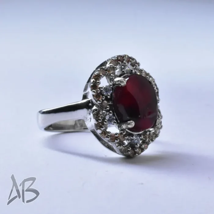 انگشتر نقره زنانه نگین عقیق یمنی اصل و تزئین سنتتیک رنگی، کد 659 - Image 6