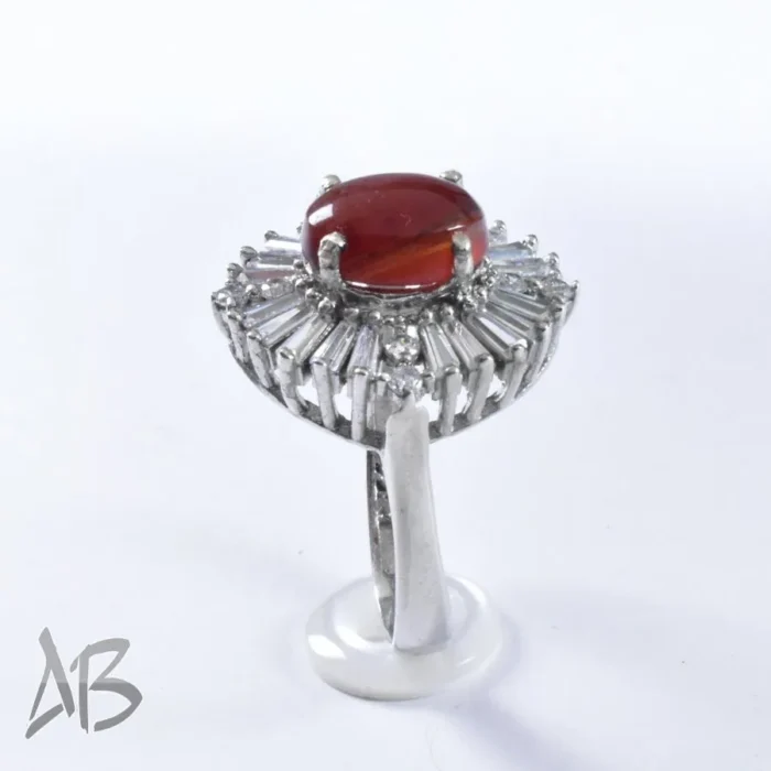 انگشتر نقره زنانه نگین عقیق یمنی اصل و رکاب درشت و زیبا کد 660 - Image 3