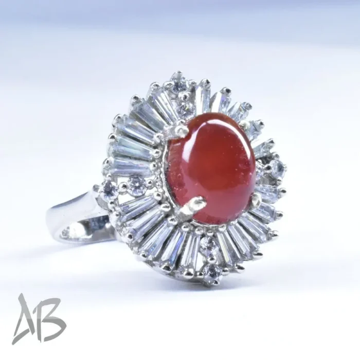 انگشتر نقره زنانه نگین عقیق یمنی اصل و رکاب درشت و زیبا کد 660 - Image 6